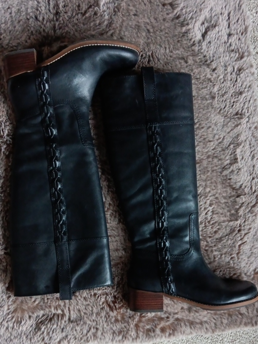Black Tall Women's Leather Riding Boots